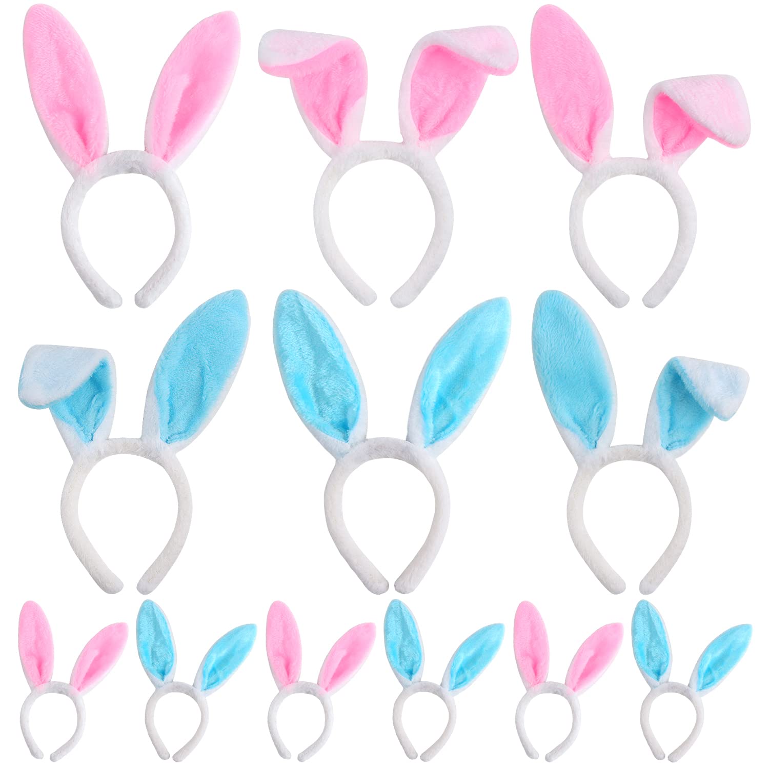 LOKIPA Plush Bunny Ears Hairbands, 12 PCS Bunny Headband Easter Bunny Ears Hairbands for Easter Party Decoration