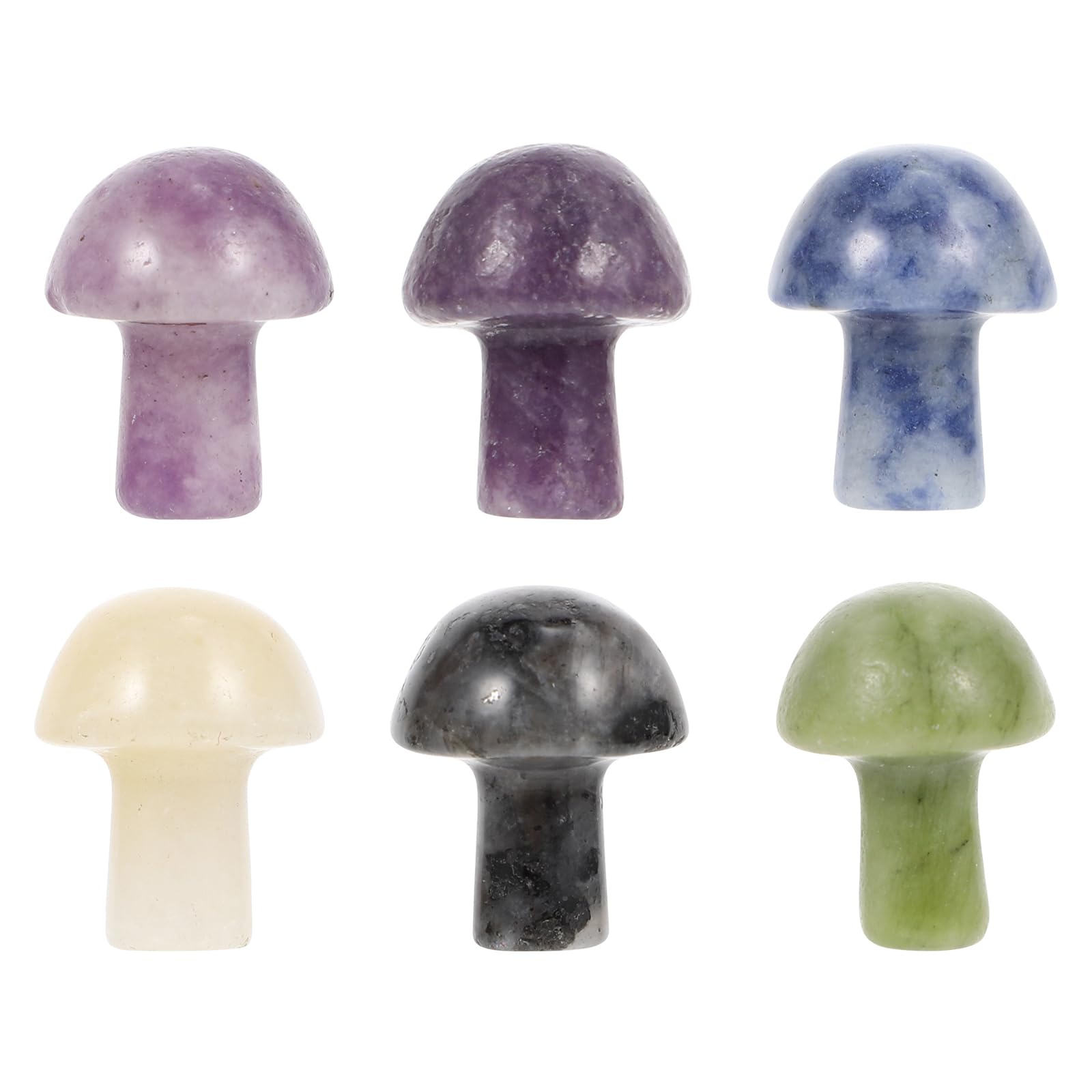 Happyyami Gemstone Mushroom Figurines 6Pcs Miniature Mushroom Ornaments for Flower Pots Aquarium Diy Micro Garden Decorations