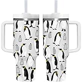 40 OZ Penguin Tumbler with Handle.Penguin Lover Gifts.Unique Birthday Christmas Gifts for Penguin Lover.Personalized 40 OZ Penguin Tumbler Gifts for Women Men.