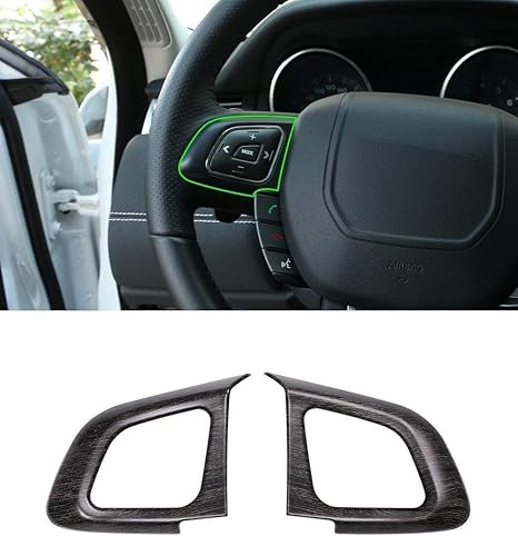 Amazon オークウッドグレイン 車ハンドルボタン 装飾カバートリム 2個 ランドローバー レンジローバー Evoque 12 17年モデル用 Aicen ステアリング ハンドル 車 バイク