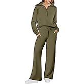ANRABESS Women 2 Piece Outfits 2025 Fall Fashion Airport Wide Leg Pants Lounge Set Leisure Travel Vacation Clothes Sweatsuits
