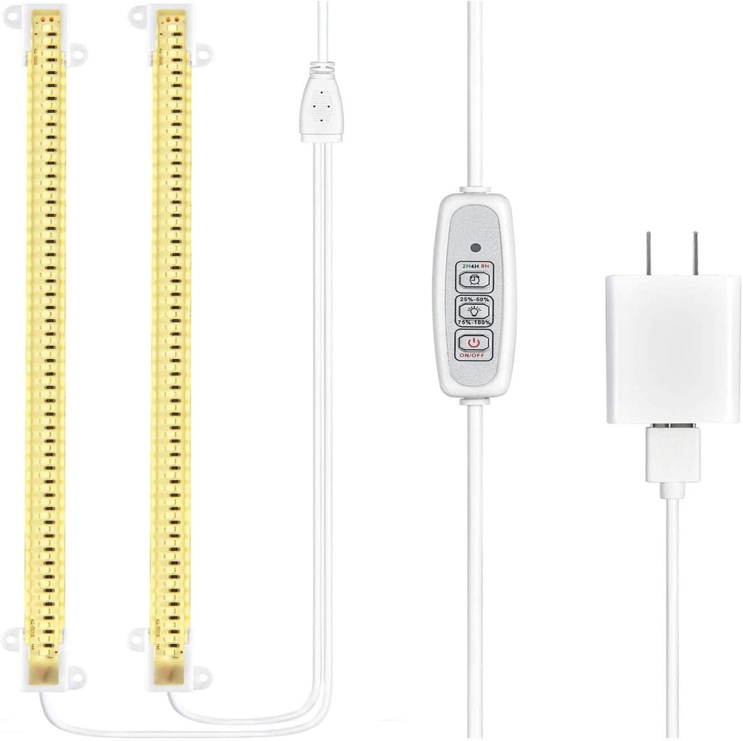 2 Pack Grow Light Strip for Indoor Plants - Plant Light Strip Full Spectrum - Plant Grow Lights Indoor for Succulents Garden Hydroponics Herbs - LED Sunlight Lamp with 2/4/8H Timer, 4 Dimmable Levels