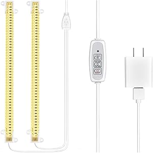 2 Pack Grow Light Strip for Indoor Plants - Plant Light Strip Full Spectrum - Plant Grow Lights Indoor for Succulents Garden Hydroponics Herbs - LED Sunlight Lamp with 2/4/8H Timer, 4 Dimmable Levels