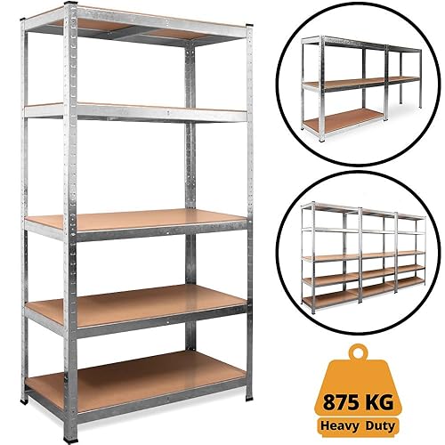 Heavy Duty 1.8m Boltless 5 Tier Steel Shelving Unit 265kg UDL Amazon