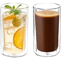 Jayour Doppelwandige Glas-Kaffeetassen – Geriffelt, 425 Ml, 4er-Set, Für Latte & Cappuccino