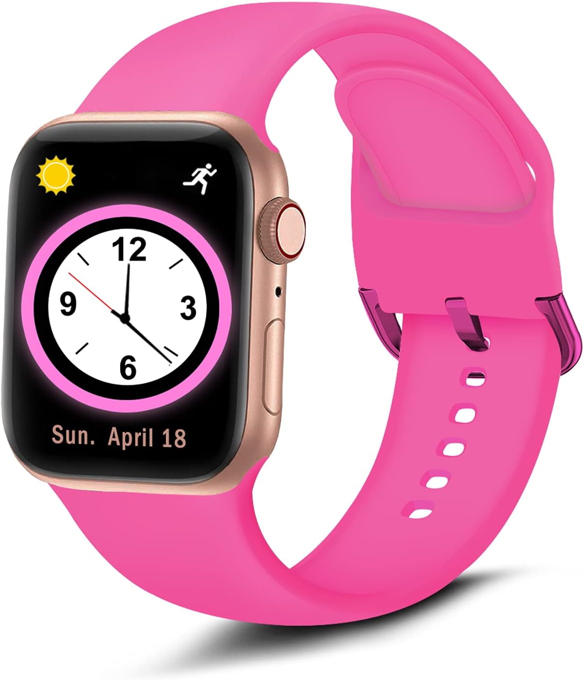 Brigtlaiff Compatible with Apple Watch Bands 38mm 40mm 42mm 44mm, Soft Silicone Sport Replacement Women Men Strap with Unique Colors Clasp for iWatch Series 6 5 4 3 2 1 SE - 38mm 40mm, Hot Pink