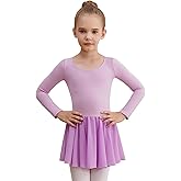 WEGETIT Leotards for Girls Long Sleeve Ballet Dress Toddler Dance Leotard with Skirt Kids Gymnastics Outfits Tutu Dress