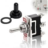 Podoy Momentary Toggle Switch ON-Off-ON, SPDT 3 Position 15A 125V/250V AC | Heavy Duty Rocker Toggle Switch with Waterproof Rubber Boot, 3 Terminals for Marine Automotive, Industrial &amp; DIY Applications