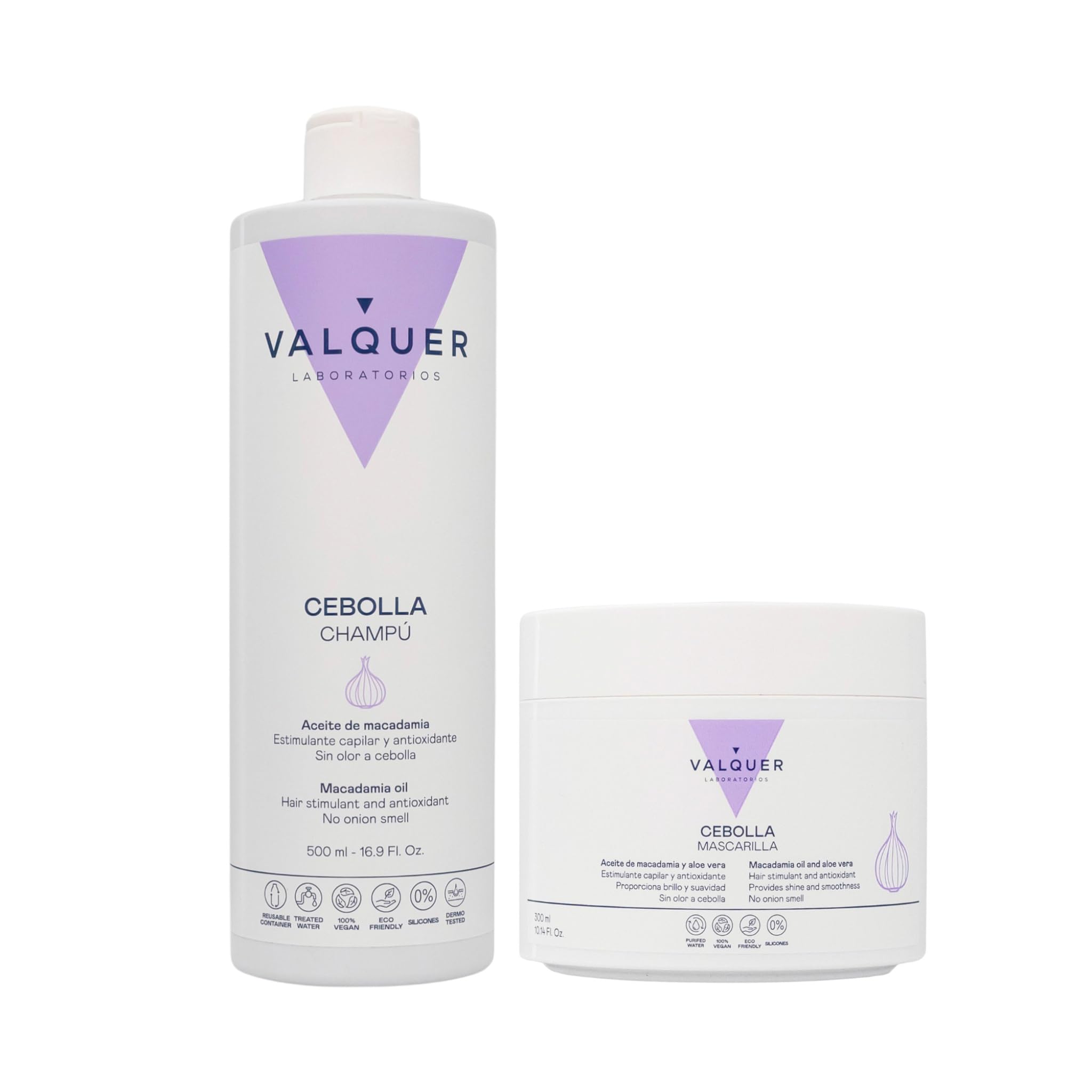 VALQUER Onion Shampoo 500 ml and Hair Mask 300 ml Set | Purifying and Oil Control for Oily Hair | Anti Hair Loss and Antioxidant Care | Strength and Volume for All Hair Types.