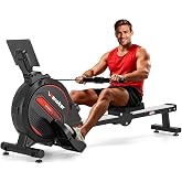 Wenoker Magnetic Rowing Machine for Home,Quiet &amp; Smooth,Full Body Workout | Auto Electromagnetic Resistance, Max 350 lbs Capacity, 30-Min Assembly, Ergonomic Seat,Transport wheel