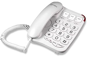 Ornin S016+ Big Button Corded Telephone with Speaker, Desk Phone Only (Off-White)