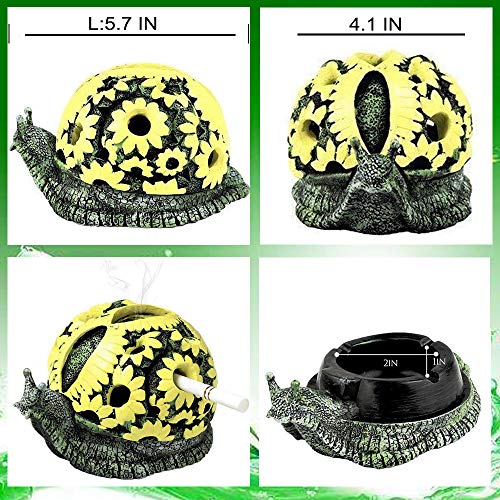 Rabbitroom Ashtrays for Cigarettes Outdoor Ashtray with Lid Resin Ash Holder for Indoor and Outdoor Home Office Decoration Creative Gift for Family and Friends (Snail)