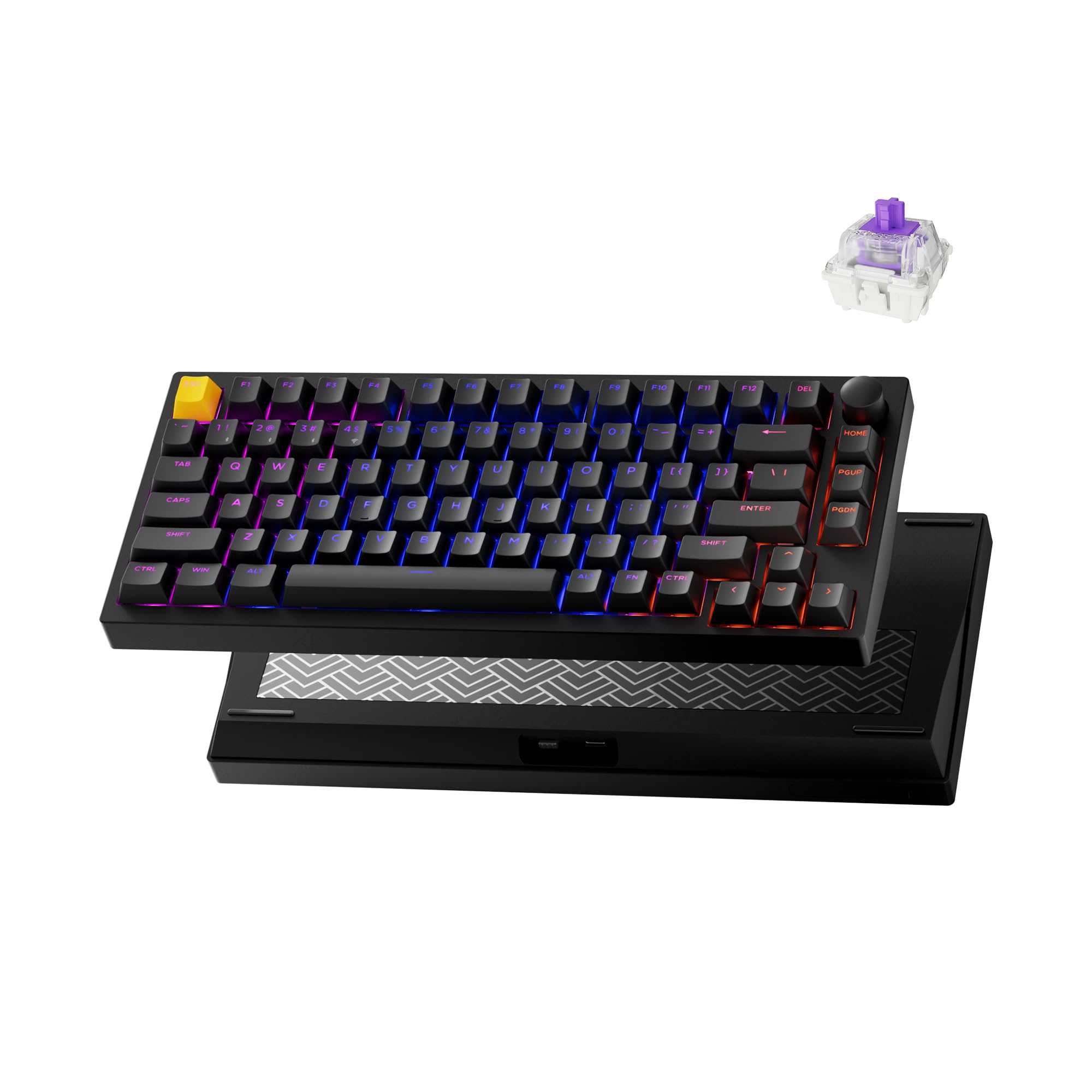 Photo 1 of LEMOKEY P1 HE 75% Wireless Custom Mechanical Gaming Keyboard with Gateron Double-Rail Magnetic Switches Knob Version, QMK 2.4 GHz Bluetooth 5.2 RGB Backlight Compatible with Mac Windows Linux-Black