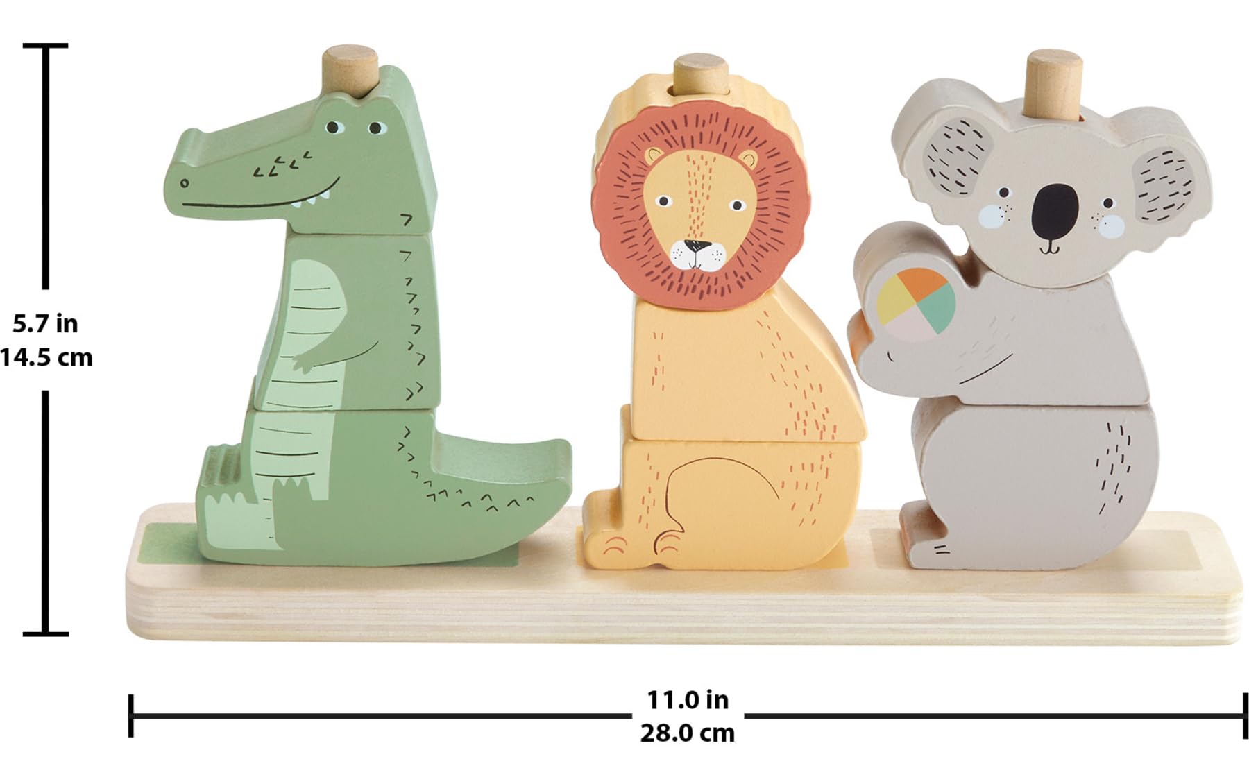 Fisher-Price Wood Baby Toy Stack & Sort Animals, 10 Wooden Pieces for Developmental Play for Infants & Toddlers Ages 1+ Years