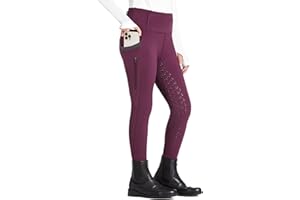 FitsT4 Sports Girls Full Seat Riding Tights High Waist Kids Equestrian Breeches Horse Schooling Pants Zipper Pockets
