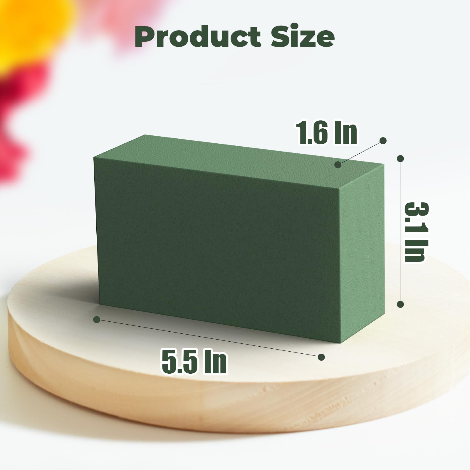 Upgraded 6 Pack Floral Flower Foam Blocks, Green Plant Foam for Flower Arrangements, Wet & Dry Florist Foam Styrofoam for Fresh and Artificial Flowers (5.5