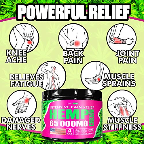 Hemp Cream for Pain Relief & Inflammation - 65 000 Mg - Made in USA - Recover Arthritis, Muscle S - //coolthings.us