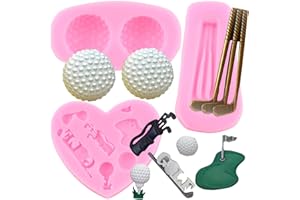 Mujiang Golf Silicone Mold Golf Balls Chocolate Candy Fondant Molds For Sugarcraft Cake Decorating Gum Paste Epoxy Set Of 3