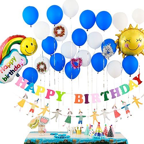 Riverbyland Mylar Birthday Balloons Set Sunshine Blue Party Decoration