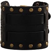 Jeilwiy Leather Cuff Bracelet for Men Faux Leather Wrist Cuff Wide Leather Wristband Punk Leather Bracelets