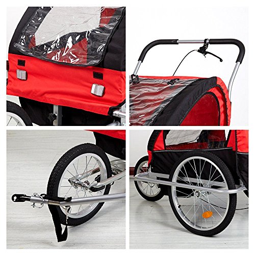 Livebest 2 in 1 Pet Dog Bike Trailer 3-Wheels Bicycle Carrier-Safety Belts & Suspension-Breathable Design with Folding Rainproof,Red,63" x 43" x 36"