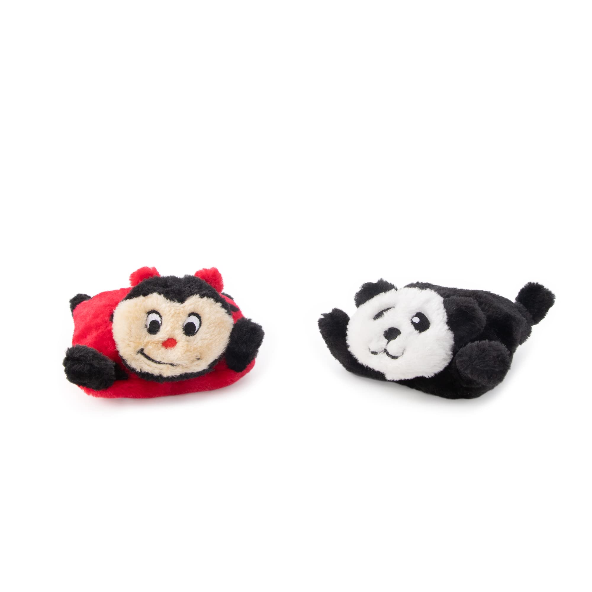 ZippyPaws Squeakie Pads - 2-Pack (Ladybug, Panda) Dog Squeaky Plush Toy for Dogs