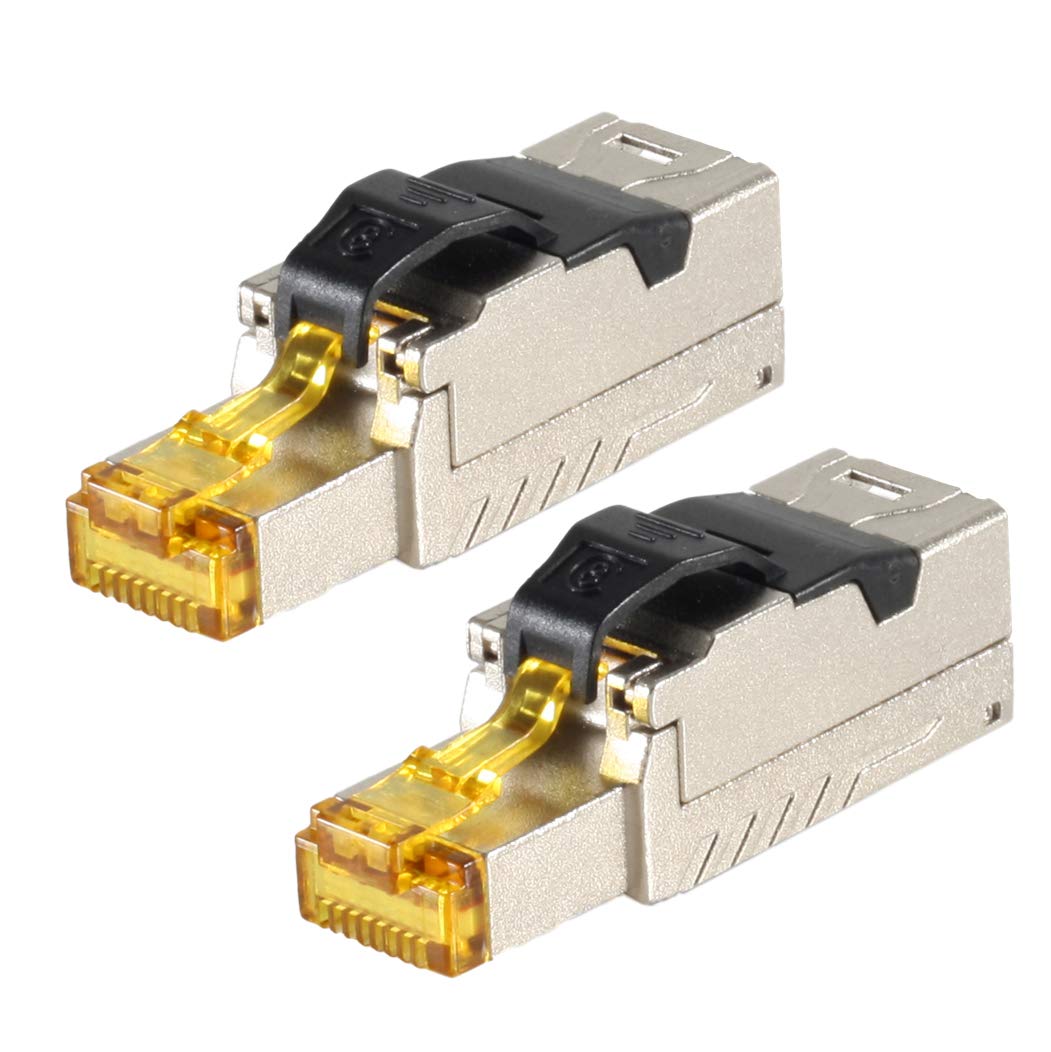 1aTTack.de 2 x CAT 8-2 x network connector RJ45 tool-free RJ45 connector CAT8 shielded metal housing 40Gbit s compatible with Cat5 Cat6 Cat7 2 pieces Cat8 connector Cat8 connector