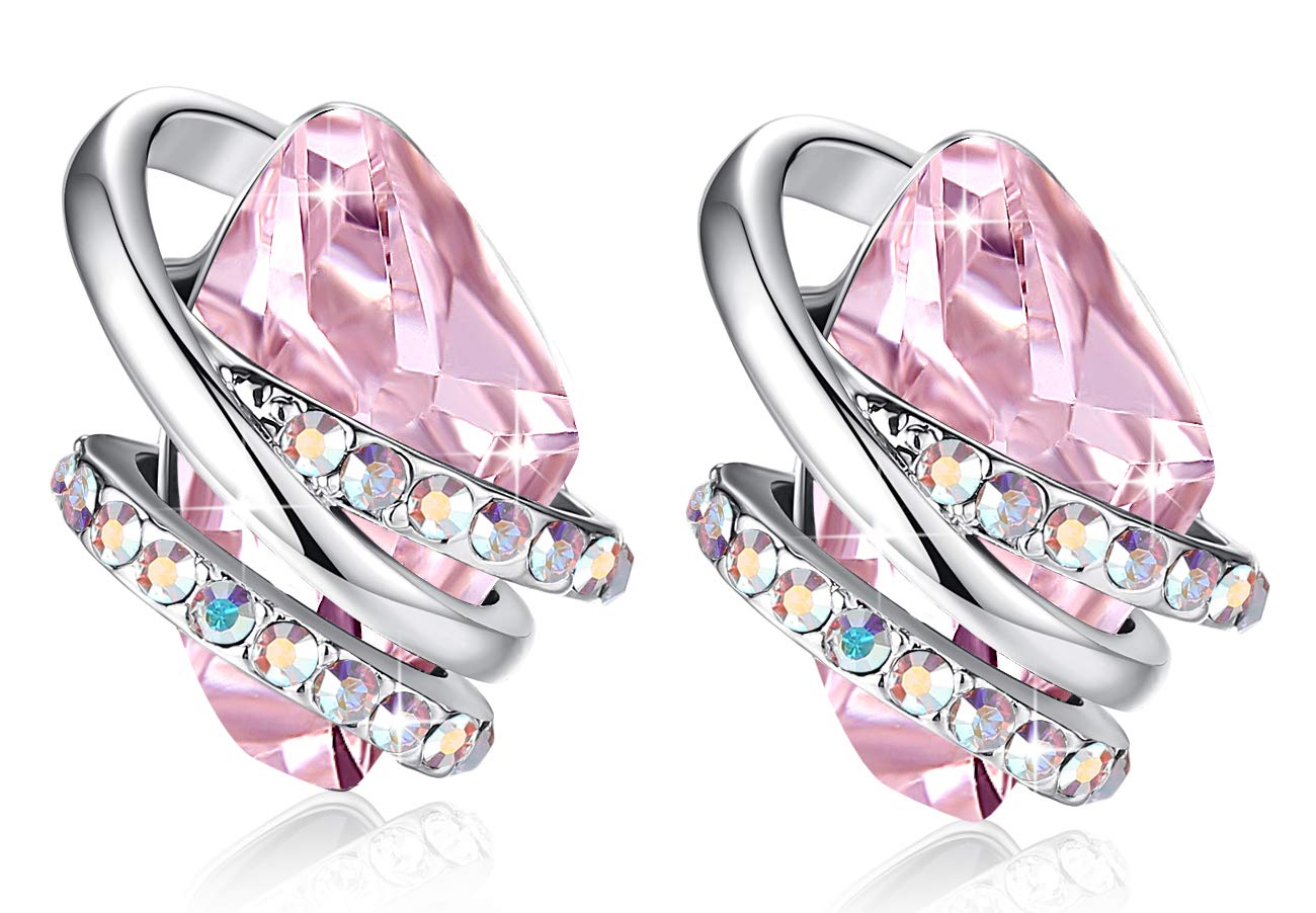 Leafael Valentine's Day Gift Earrings for Women, Wishstone Birthstone Crystal Stud Earrings with Healing Stones, Allergy-Free Jewellery with Gift Box, Silver-Tone or Rose Gold — image 1