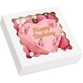Moretoes 6pcs Auto-Popup Pie Boxes 10x10x2.5 Bakery Boxes with Window | Cost-effective Auto-Popup Bakery Boxes, 270gsm Food Grade Cardboard, Sturdy and Lightweight, Easy to Assemble and Carry