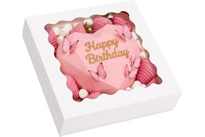 Moretoes 6pcs Pie Boxes, 10x10x2.5 Bakery Boxes with Window, White Bakery Boxes for Pies, Dessert, Donuts, Muffins