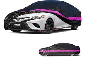 MOLEBT Car Cover Waterproof All Weather for Sedan Coupe, Pink Car Covers for Automobiles, Outdoor Full Exterior Cover Rain Snow Protection, Fit Toyota Camry, Honda Accord, Mustang, Camaro etc, Size:193 in