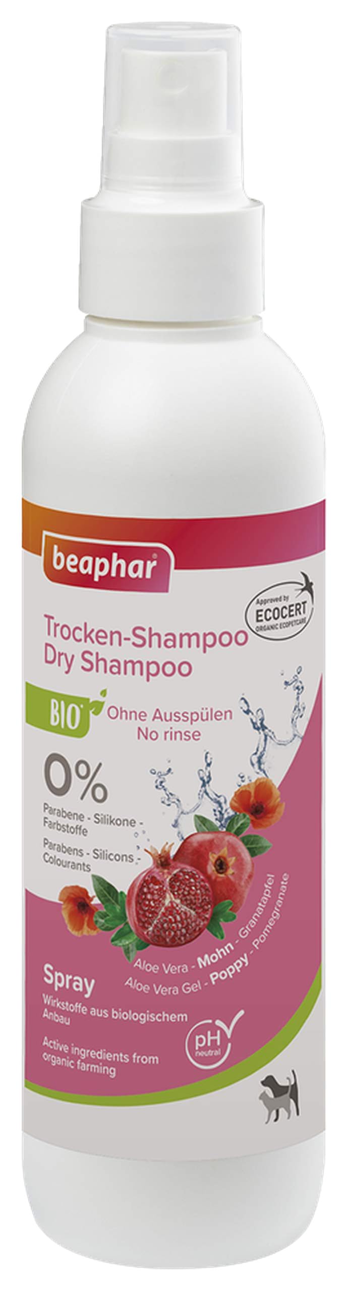 Beaphar 17750 Organic Dry Shampoo for Dogs and Cats, Gentle Care and Cleaning of the Coat without Water, 200 ml