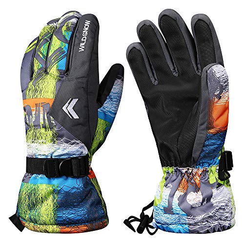 Aomh Winter Gloves Ski Gloves for Men and Women Windproof Waterproof Non-Slip Snow Gloves (XL, Orange Gray)