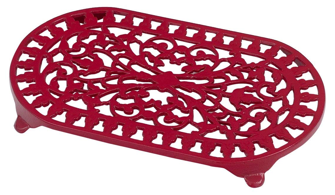 Victor Traditional Oval Trivet, Red