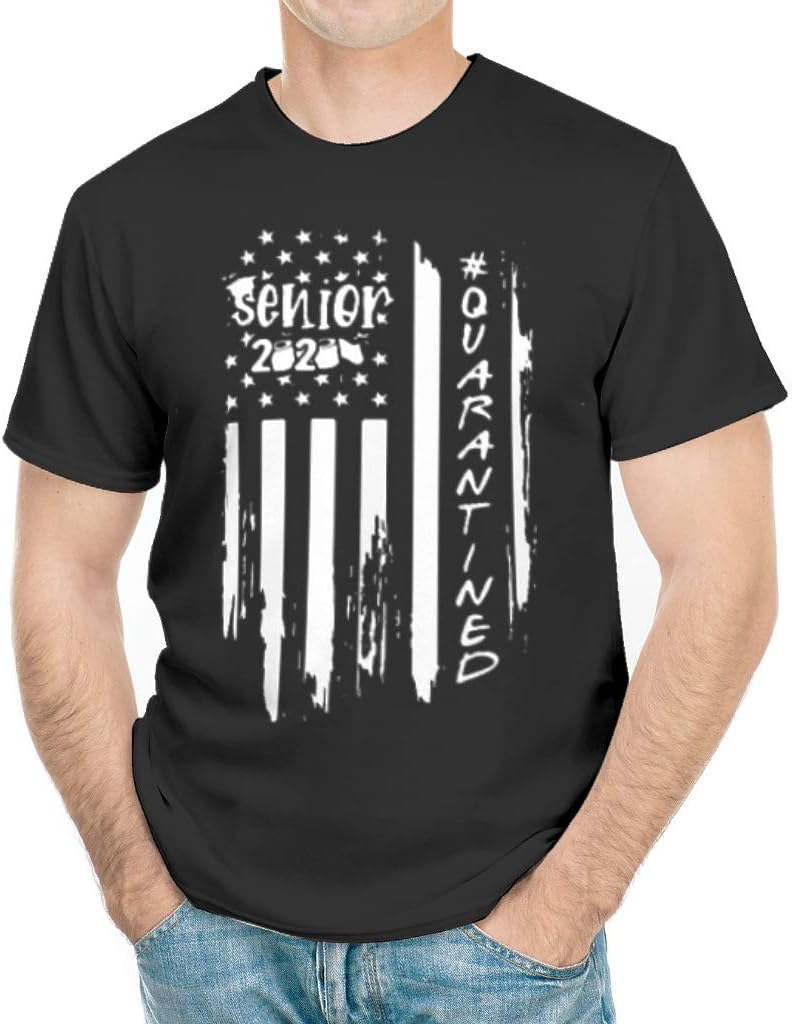 Kiobuy Senior 2020 American Flag Quarantined T Shirt, Casual Tee for Men