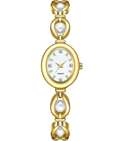 Amazon.com: Gosasa Elegant Pearl Watch for Women Dainty Oval  display picture 1