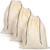 Afcabakila 3 Pcs Large Shoe Bags for Travel, Drawstring Sneaker Travel Bags for Storage & Luggage, 15 x 19 Inch Flannel Shoes Dust Bag, Washable Dust Cover for Sneakers, Boots & Dress Shoes, Beige