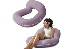 INSEN Reading Pillow, Back Pillow for Sitting in Bed for Reading, Nurse & Relax, Reading Pillow for Adults, Moms & Kids, Sit Up Pillow for Bed, Cooling Jersey Cotton, Purple