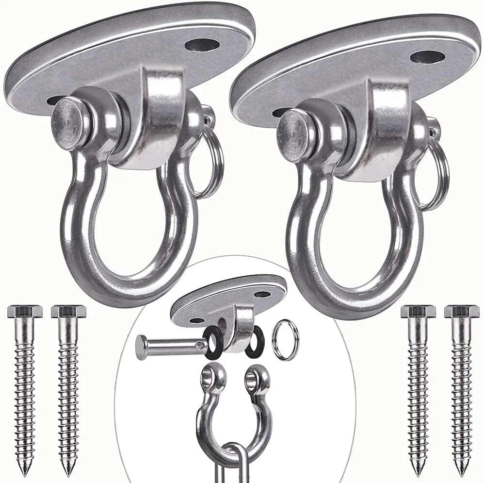 BeneLabel 2pcs Swing Hanger, Hammock Chair Ceiling Hook Swivel Mounting Bracket for Wood/Concrete (No Hardware Included) Yoga Rope/Aerial Hoop/Punching Bag Suspension Kit, 1000lbs