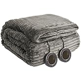 HOMISPRITE Heated Blanket King Size 100"x90",ETL Certification-6 Heating Levels Electric Blanket&1-10 Hour Auto Off,Heating Blanket with Dual Controller (Grey)