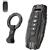 Heavy Key Fob Cover for Nissan Rogue Pathfinder 2023-2026 and Sentra 2024-2026, 5 Button Zinc Alloy Car Key Case Protector with Keychain (Black)