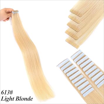 Tape In Hair Extensions Real Human Hair For Women Silky Straight