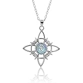 Ohmique Witches Knot Necklace Sterling Silver - Celtic Knot Necklace Wiccan Moonstone Pendant, Protection Jewelry, Nudo De Bruja Jewelry Gifts for Women