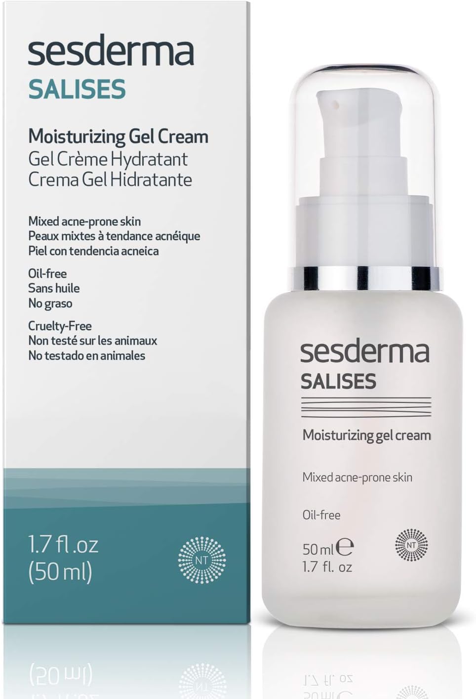 Sesderma Salises Moisturising Gel Cream 50ml, Oil Free Face Moisturiser Combination, Acne Prone Skin with Gel Formula