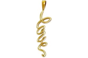 Charm America - Gold Vertical Love Charm - 10 Karat Solid Gold - Cursive Love Pendant