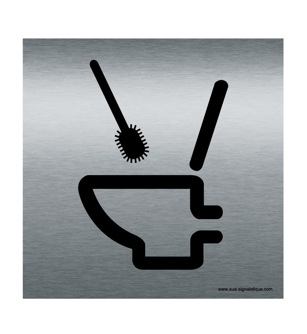 AUA SIGNALETIQUE - Plaque Aluminium Brossé Cuvette et Brosse 130x130 mm