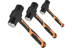 JOIKIT 3 PCS 2lbs 3lbs 4lbs Sledge Hammer Set, Drilling Crack Hammer with Forged Steel Head and Non-Slip Shock Absorbing Grip, Solid Construction for Demolition Work