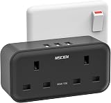 Mscien Double Plug Adaptor with 3 USB 13A UK Multiplug Extender Black view 1