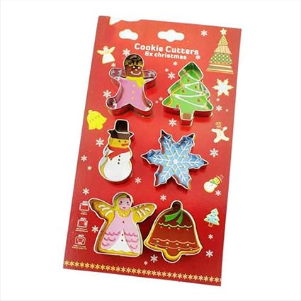 Cake Decor Stainless Steel 6 pc Snowman Christmas Tree Jingle Bell Angel Gingerbread Man Cookie Cutter Fondant Biscuit Cake Fruit Cutter