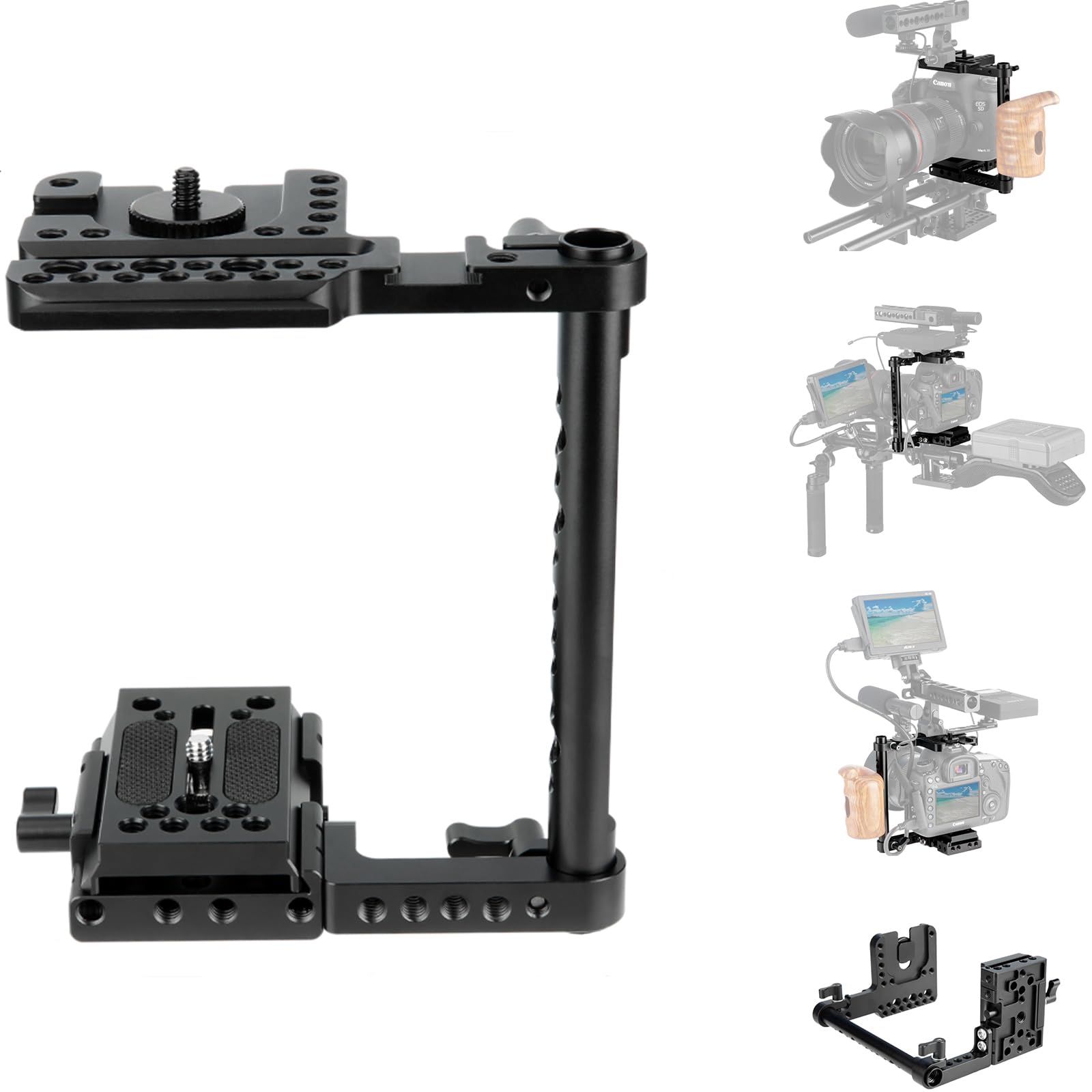NICEYRIG Universal DSLR Camera Cage with Quick Release Base Plate for Canon 5D4 5D3 5D2 6D2 6D 7D 80D Nikon D850 D810 D810A D800E D800 D750 D700